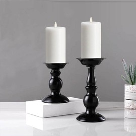 Jolnyus 3"x6" White Flameless Candles Set of 2 Flickering LED Candles Battery Operated with Remote Control Timers for Concert Fireplace Livingroom Party Dimmable Pillar Candles Flat top