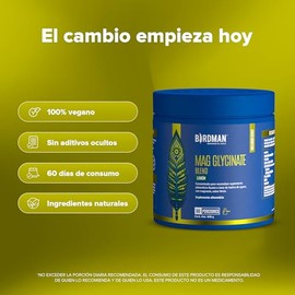 BIRDMAN Mag Glycinate Blend | Glicinato y Citrato de Magnesio en Polvo 400 mg | Apoya tu Alimentación Diaria | Fórmula Natural Sin Aditivos | Sin Azúc