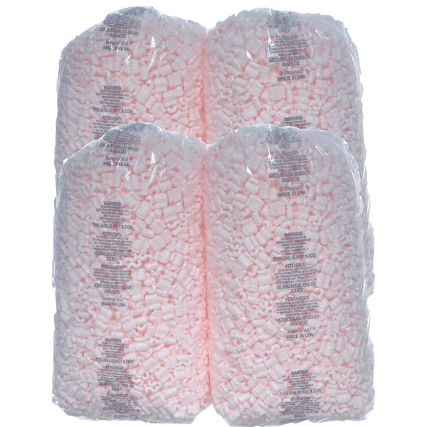 Bubblefast Brand 14 cu. ft. (90 gallons) Pink Anti Static Packing Peanuts Popcorn (3.5 cu. ft x 4 Bags)