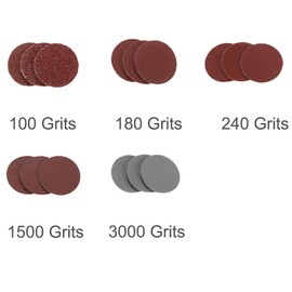 KingBra 100pcs 1 Inch Sanding Discs Pad Kit for Drill Grinder Rotary Tools, 100 180 240 1500 3000 Grit Assorted Hook and Loop Sandpaper with Backer Plate 1/8" Shank