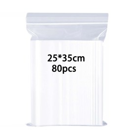 huruirui Ziplock Bags 25 x 35 cm Resealable Bags Transparent A4 Large Zip Bags Plastic Bags Sealing Bags Waterproof Office Clothing Travel Storage 80 Pieces 100μm