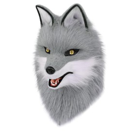 COSYEARS Animal Wolf Mask Cosplay Costume Accessories Furry Faux Fur Dog Fox Full Head Therian Masks Anime Dress up Party