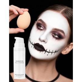 Erinde Pintura Corporal Blanca, Base Líquida Mate de Alta Cobertura, Duradera y Resistente al Sudor, No Tóxica y Segura, Fácil de Aplicar y Quitar, Id