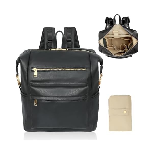 Diaper Bag Backpack Leather Backpack with 17 Pockets Travel Baby
