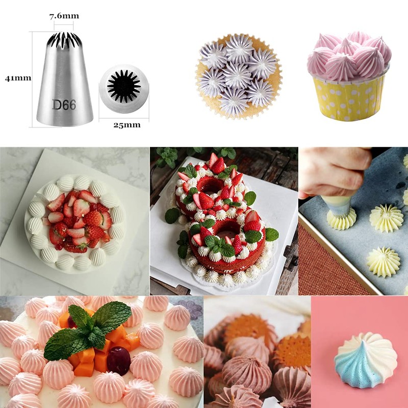 Tabiger Large Piping Tips, 6-Pack Cake Piping Nozzles Kit Stainless