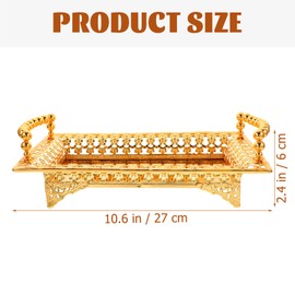 Ipetboom Fruit Plate Iron Fruit Serving Tray Rectangle Appetizer Platters Glitter Party Tray Nordic Style Dry Nut Dish with 2 Handle Veggie Candy Bowl for Table Dessert Snack Golden, 10.6X7.1X2.4in