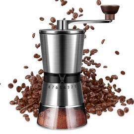 Manual Coffee Grinder Capacity 185g with 36MM Ceramic Grinding Conical Burr - External 8-Speed Adjustable Setting,French Press Coffee for Hand Grinder Gift