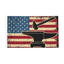 PAUPPY Patriotic-American-Blacksmith-Hammer-Gifts Black Flag 3x5 FT Funny Flag Suitable For College Dormitories Indoor Garage Gifts Mothers Day Gifts for Mom - Fathers Day Gift for Dad Birthday Gifts