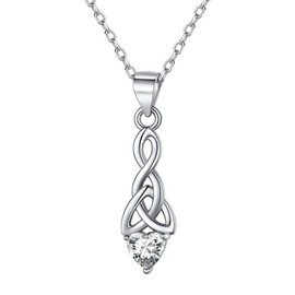 ChicSilver Sterling Silver Diamond Necklace - April Birth Stone, Women's Hypoallergenic Celtic Knot Necklace