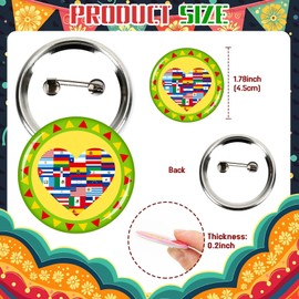 SEPGLITTER 54pcs Hispanic Heritage Month Buttons, Brooch Pins Badges Bulk for Hispanic Heritage Party Favors Teacher Supplies Rewards Decorations National Latino Gifts Shirt Backpack Hat Accessories
