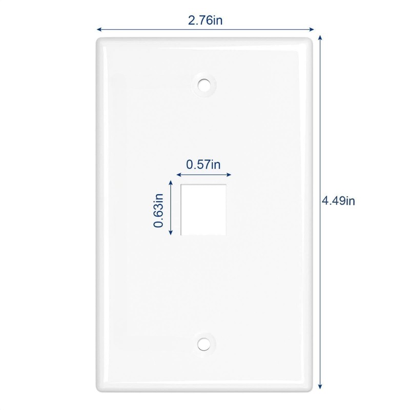 Ethernet Wall Plate, HTTX White 1-Port CAT6 Wall Plate with