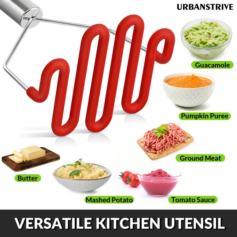 Urbanstrive Non-Scratch Silicone Potato Masher Kitchen Tool, Potatoes Masher Potato