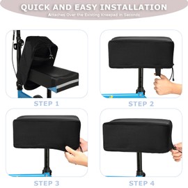 XINTREY Knee Scooter Cushion 2" thick Memory Foam Knee Scooter Pad for Comfort w/Removable Cover Walker/Roller Accessories fits Most Models (Black)