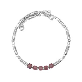 Lauren-Spencer Dainty Silver Plated Beaded Bracelets with Birthstone Charms for Women Stackable Stretch Bracelets Birthstone Bracelets for Women Birthday Jewelry Gifts (February-Created Amethyst)
