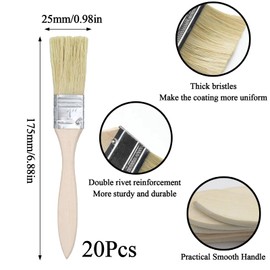 20 Pack Small Paint Brushes, 1 Inch Paint Brush Set, Glue Brush & Varnish Brush for Wood, Disposable Paint Brushes for Paint, Stains, Varnishes, Glues and Home DIY(17.5x2.5cm)