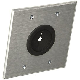 C2G 40546 1.5 Inch Grommet Cable Pass Through Double Gang Wall Plate, Brushed Aluminum Aluminum Silver