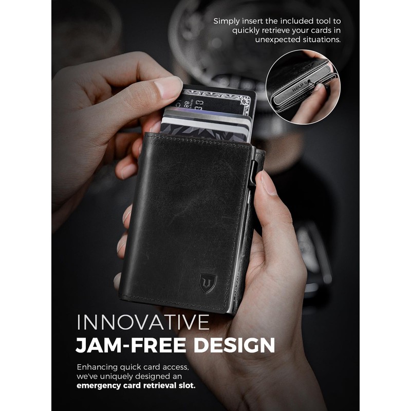 LORZOR Wallet for Men with Metal Card Holder, Pop Up