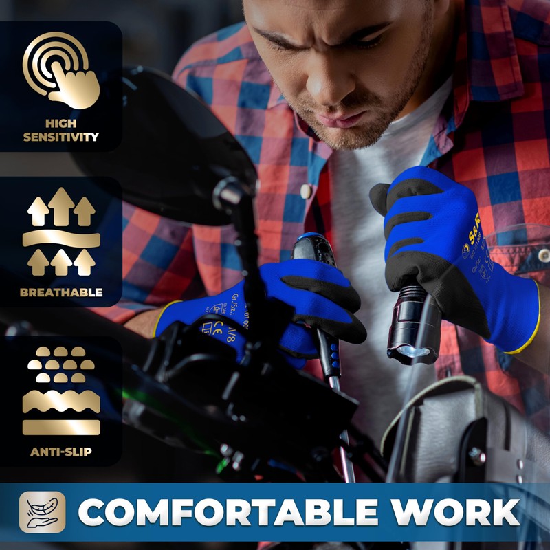 S&R Work Gloves 12 Pairs Of Basic Nylon Fibre With