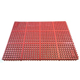 Rhino Mats, K-Series Anti-Fatigue Drain-Thru, 3' x 4' x 3/4", Terra Cotta, Interlocking Restaurant Kitchen Drainage Non-Slip Grease-Proof Floor Mat