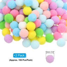 PATIKIL 0.6inch Pom Poms for Crafts, 300Pcs High Elastic Fuzzy Pastel Pom Pom Balls for Art Supplies DIY Creative Craft Material Handicraft Decorations, Colorful