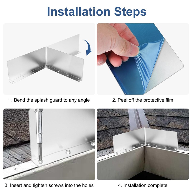 EEEKit 4PCS Rain Gutter Valley Splash Guards, Gutter Rain Diverter
