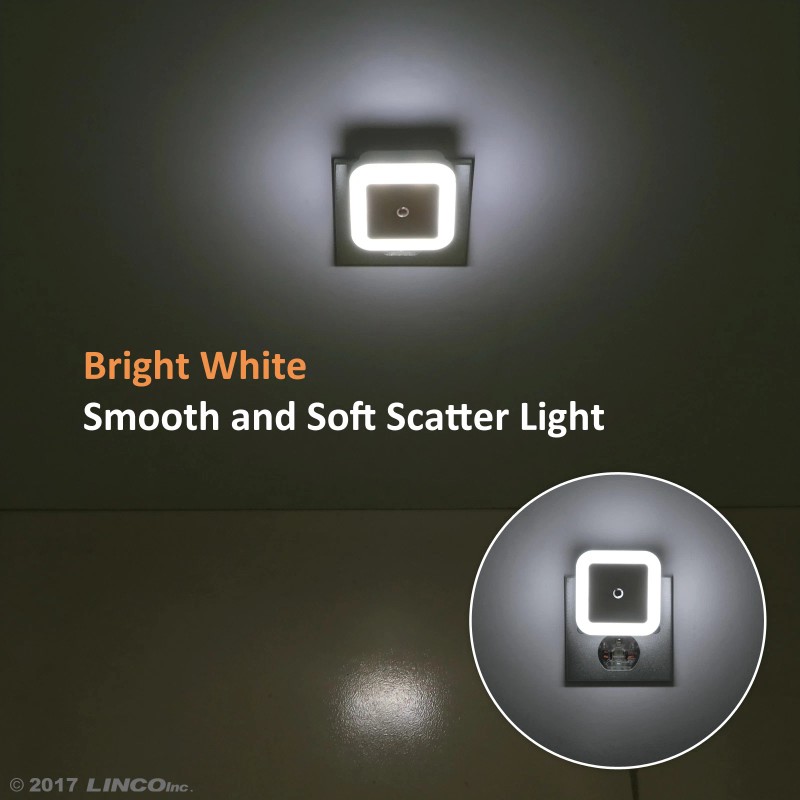 LINCO LED Plug Night Light Wall Lamp With Dusk to