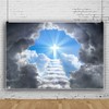 Renaiss 7x5ft Stairway to Heaven Backdrop Holy Light Cross Clouds