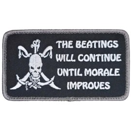 THE BEATINGS WILL CONTINUE PIRATE SKULL TACTICAL SWAT HOOK MORALE PATCH