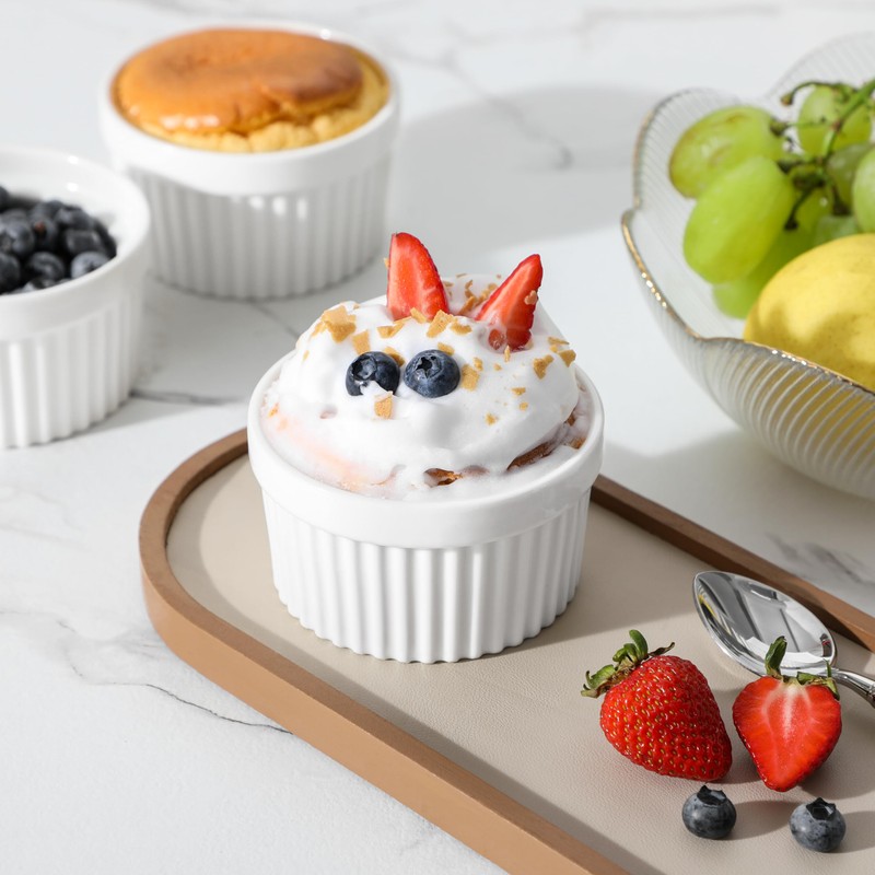 MALACASA Ramekins 6 oz Oven Safe, Porcelain Creme Brulee Ramekins