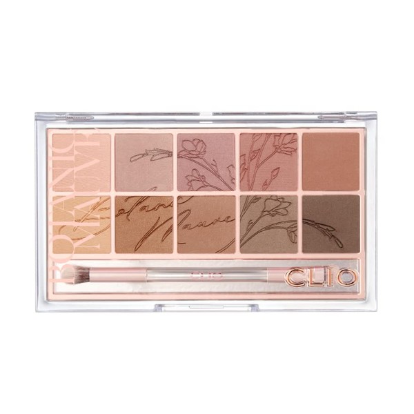 CLIO Pro Eye Shadow Palette, Matte, Shimmer, Glitter, Pearls, Highly Pigments, Long-Wearing (009 Botanic Mauve)