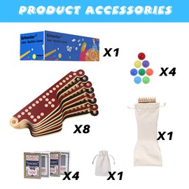 Medikaison Interlocking Wood Jokers Board Game,2-8 Player Marbles and Jokers Game for Adults,Perfect Family and Party Gift with 4 Decks of Cards (Brown and Black)