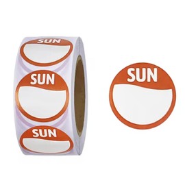 Sunday Food Labels Stickers Circular Day Labels for Commercial Kitchen, Day Dots Food Rotation Restaurants and Catering (500 Labels per Roll- Sunday)