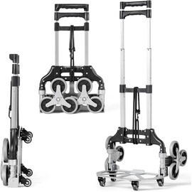 BOSEO Stair Climber Hand Truck and Dolly, Compact Stair Climbing Dolly, Folding Aluminium Stair Climbing Hand Trucks, Telescoping Handle and Rubber Wheels, for Luggage, Heavy Duty