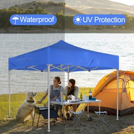 10x10 Canopy Replacement Top 420D, 10x10 Canopy Tent Cover with Rope for Straight Leg Frame, Oxford Cloth Waterproof Tent Cover Replacement for Garden Picnic Camping Patio Outdoor(Top Only Blue)