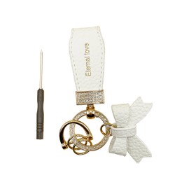 BLOOM SPIRITS Women's Ribbon Glitter Key Ring Cute Korean Cute Car Key Ring, white