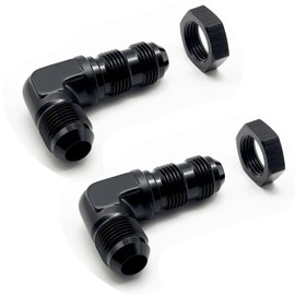 KRD PERFORMANCE - Adaptador de unión de combustible de aluminio de 90 grados 6AN macho con tuerca AN6, color negro