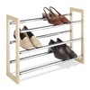 Whitmor 3 Tier Expandable Shoe Rack -Stackable - Natural Wood