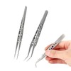 JOCXZI Set of 4 Pointed Tweezers, 2 Straight, 2 Curved,