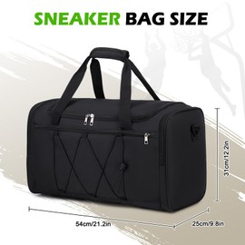 Scothen Sneaker Bag for Travel, Outdoor Sports Gym Bag Shoe Bags for 4 Pairs of Sneakers up to Size 14, Travel Duffel Bags with 3 Adjustable Dividers & Shoulder Strap, Sneakerhead Gift