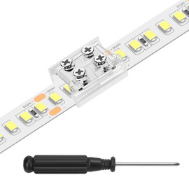 PRECIHW 20 Pack 2Pin 8mm RGB LED Light Strip Connectors, Transparent LED Strip Light Connectors with Screwdriver Strip to Strip for 12V 24V Single Color SMD or COB LED Strip Lights