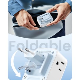 LENCENT Foldable European Travel Plug Adapter, PD 20W Type C Power Adaptor with 4 Outlet, USB Fast Charger Adapter, Travel Essentials for US to Most of Europe EU Spain Italy France Portugal Iceland
