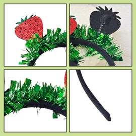 HIXNUG Strawberry Head Boppers Glitter Fruit Headband Lovely Hair Hoop for Home Strawberry Theme Party