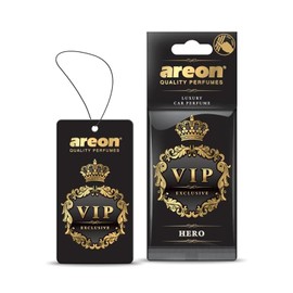 AREON VIP - Hanging Cardboard Air Freshener for Car - Premium Cologne CAR Perfume Air Freshener with Natural Fragrances - Long Lasting, Fresh, Luxurious Scent - Stylish Design -Hero, Pack of 3