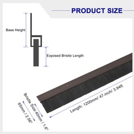 uxcell Door Brush Bottom Sweep H-Shape Aluminum Alloy Base with 1.6-inch PP Brush for Home, Industrial (47-inch L, Brown)