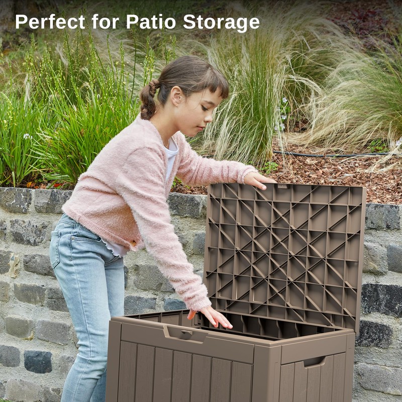EAST OAK Outdoor Storage Box, 31 Gallon Deck Box, Waterproof