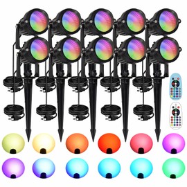 AGDJASA 10W RGBW LED Landscape Lights Spot Lights Outdoor for Yard Garden Decor Spotlight, Landscape Lighting with 16 Color Changing and Remote IP68 Waterproof (10)