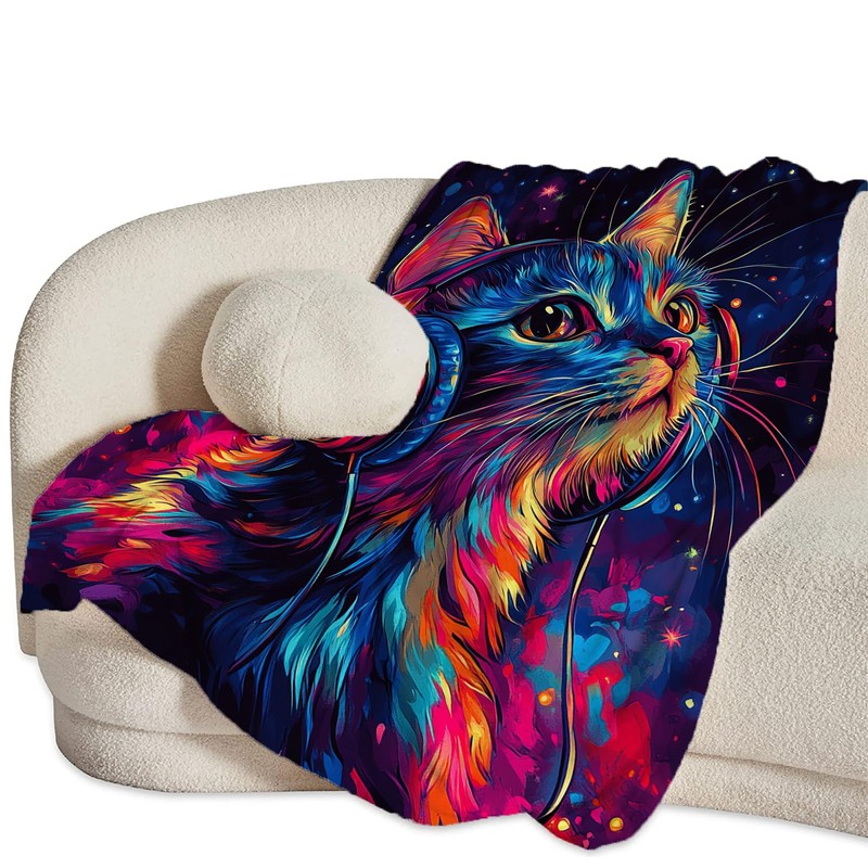 Cat Blanket Plush Cozy Cute Funny Cat Lovers Throw Blankets