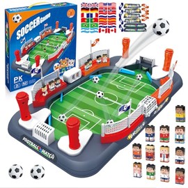 Soccer Board Game for Kids with 12 Countries Flag Stickers & 12 Star Player Figures – Interactive Foosball Table Game, Mini Pinball Sports Toy Boys Girls Birthday Family Party