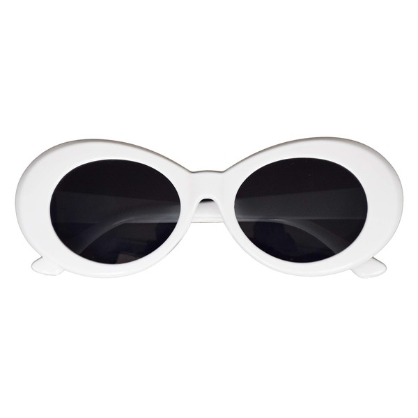 JUSLINK Bold Retro Oval Mod Thick Frame Sunglasses Round Lens