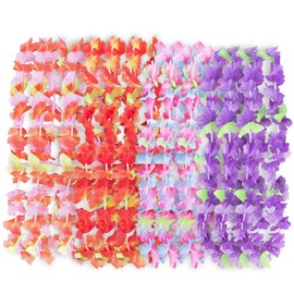 Super Z Outlet Hawaiian Ruffled Colorful Luau Silk Flower Leis for Island Theme Party (12 Pack)